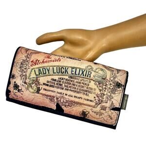Lady Luck Elixir Printed Wallet - Beige Vintage Graphic